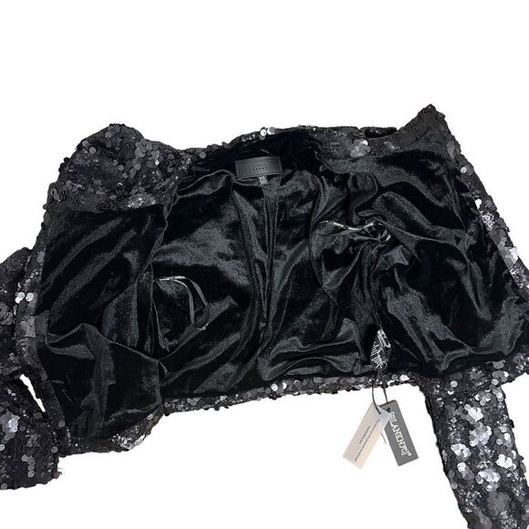 Blank NYC Jacket Women’s XS Black Sequin Puff Sleeve Crop Party Club Revolve NEW - Picture 8 of 16